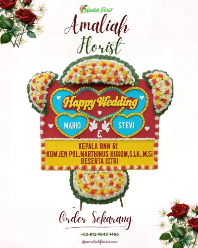 Karangan Papan Bunga Pernikahan di Rampoang